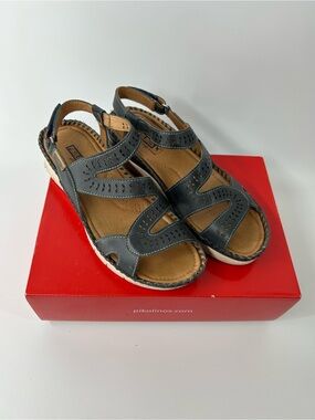 PIKOLINOS Black and Brown Women's Leather Sandals